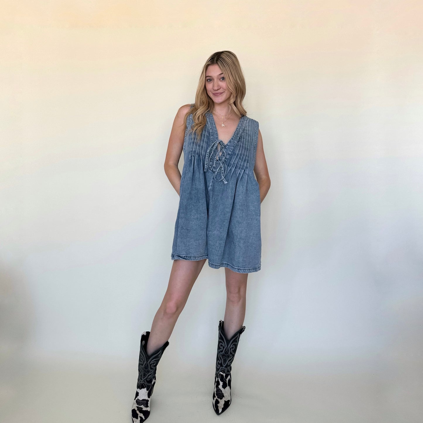 Miss Me More Denim Romper