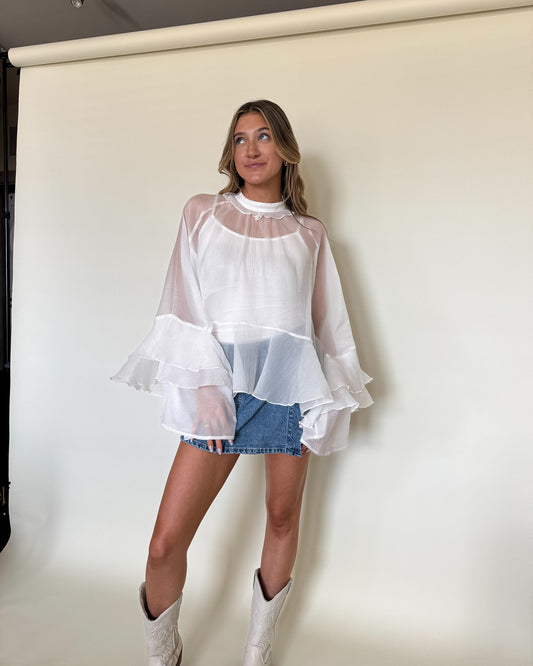 Love Letters Sheer Ruffle Top