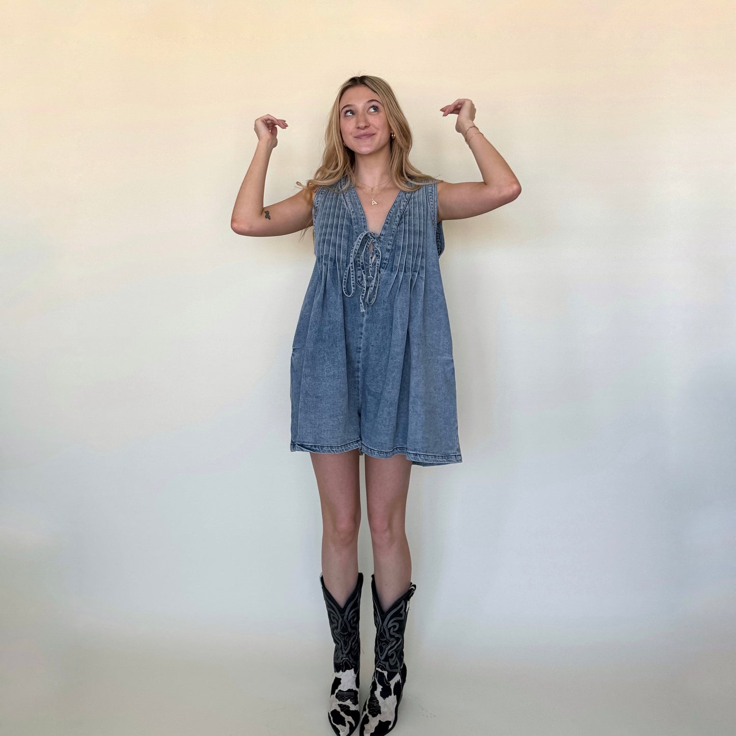 Miss Me More Denim Romper