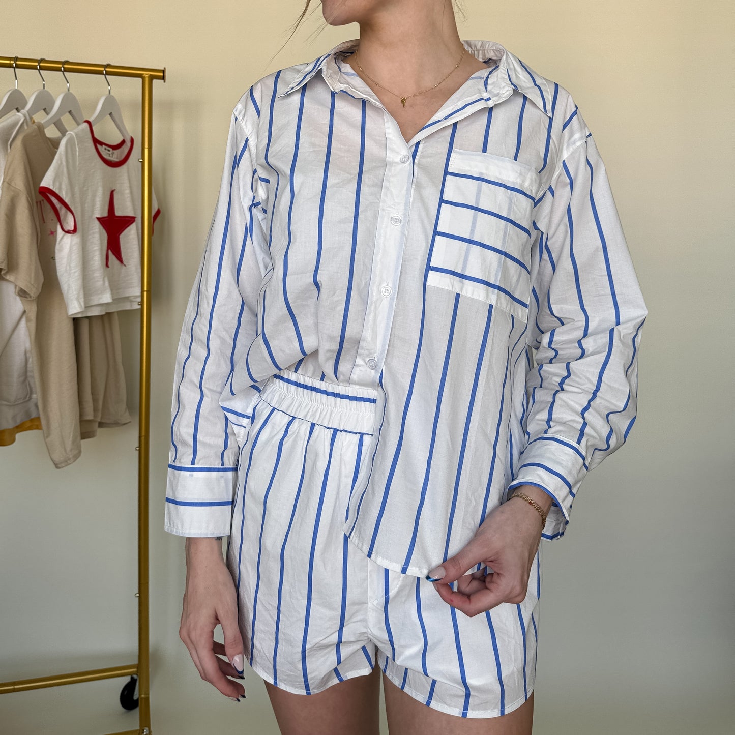 Breezy Blue Striped Matching Set