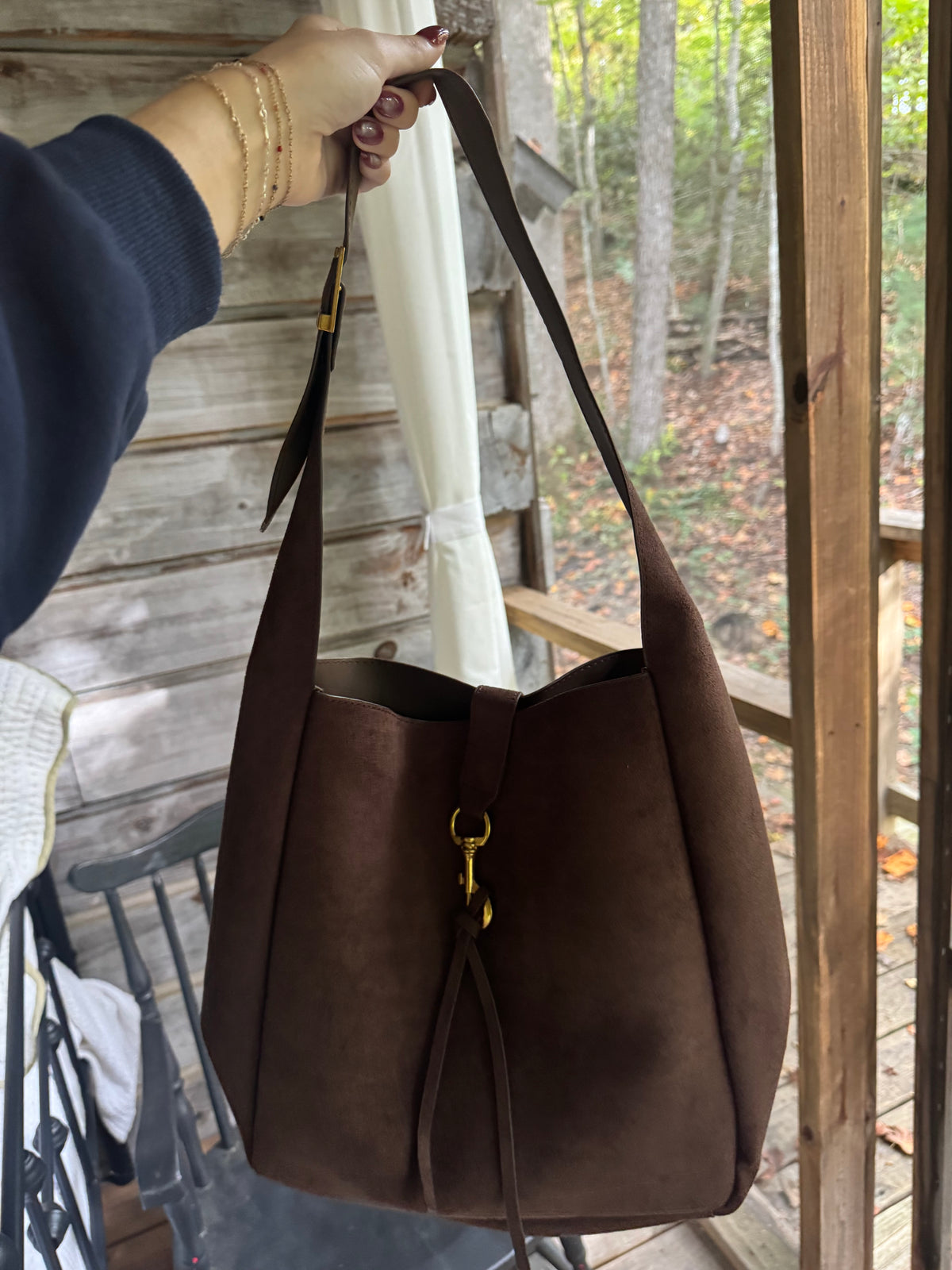 Chocolate Brown Suede Hobo Bag