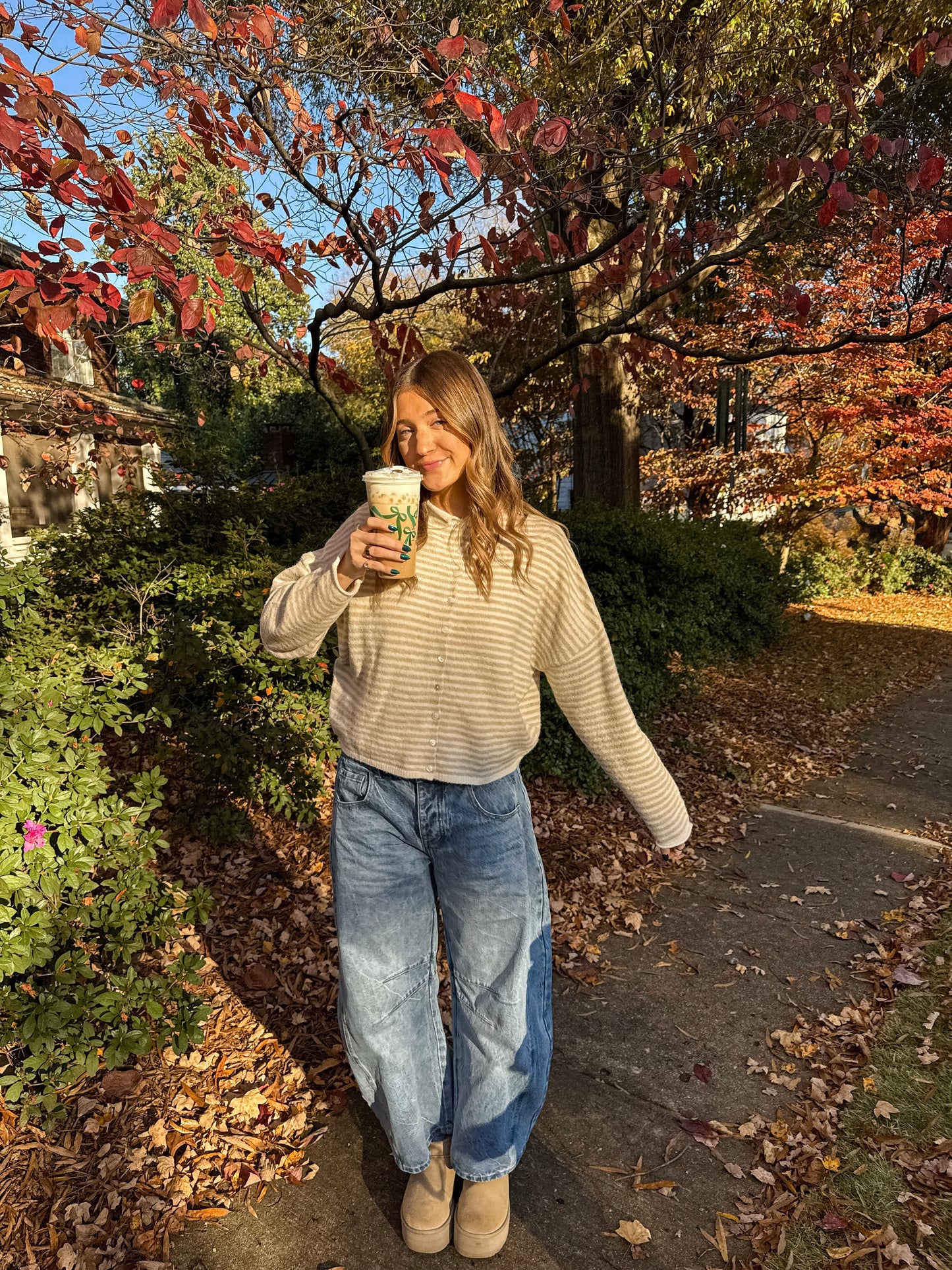 Maisie Cardigan - Striped Cream