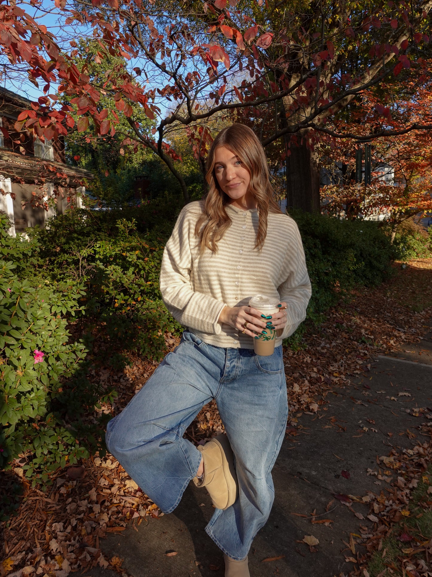 Maisie Cardigan - Striped Cream