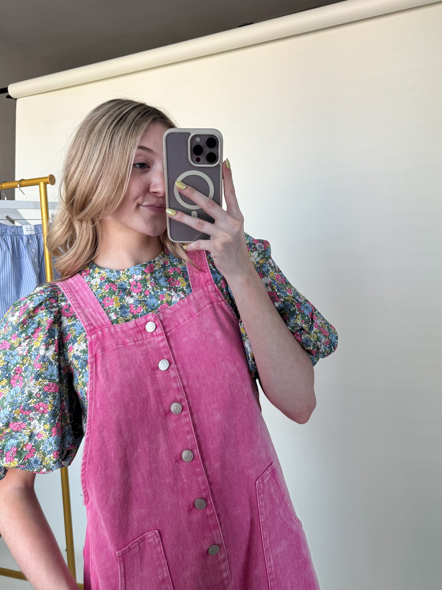 Pink Skies Overalls Romper