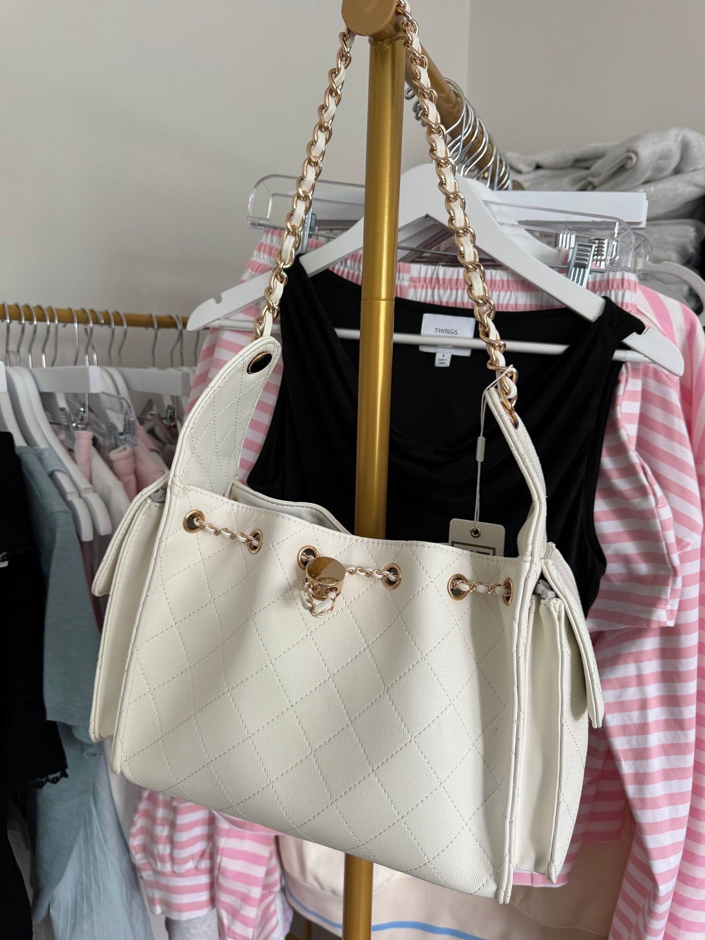 Hailey Quilted White Purse