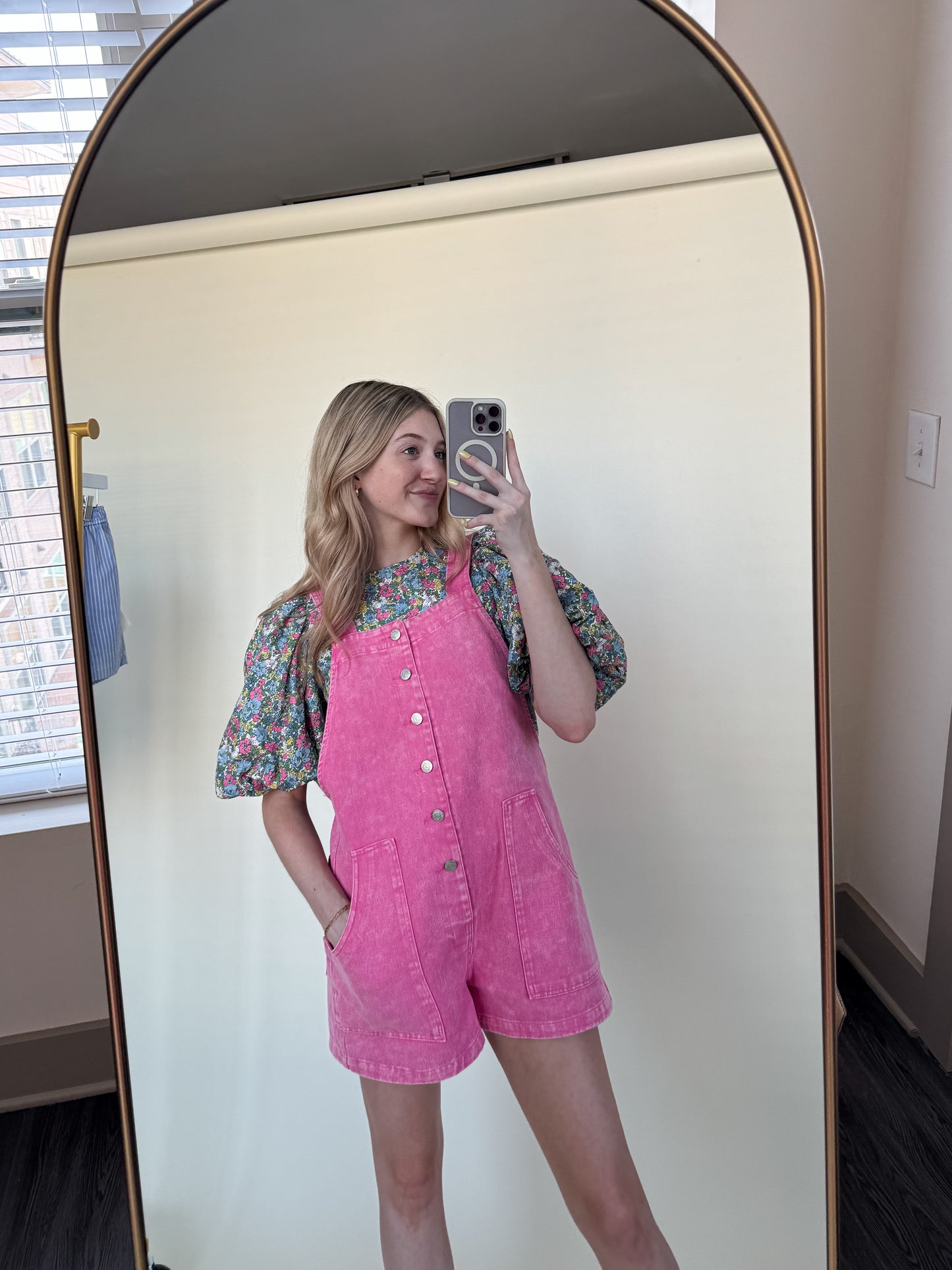 Pink Skies Overalls Romper
