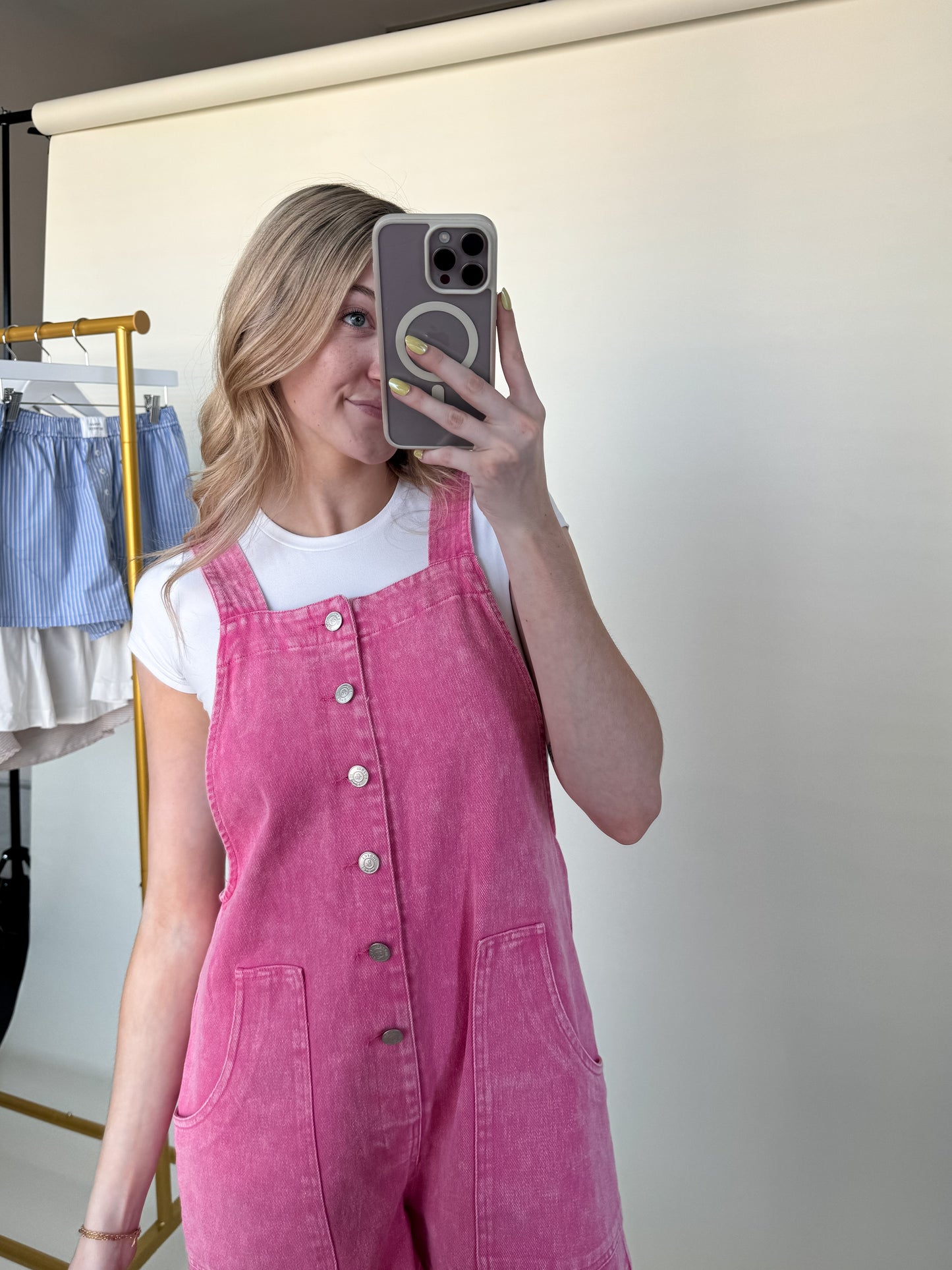 Pink Skies Overalls Romper