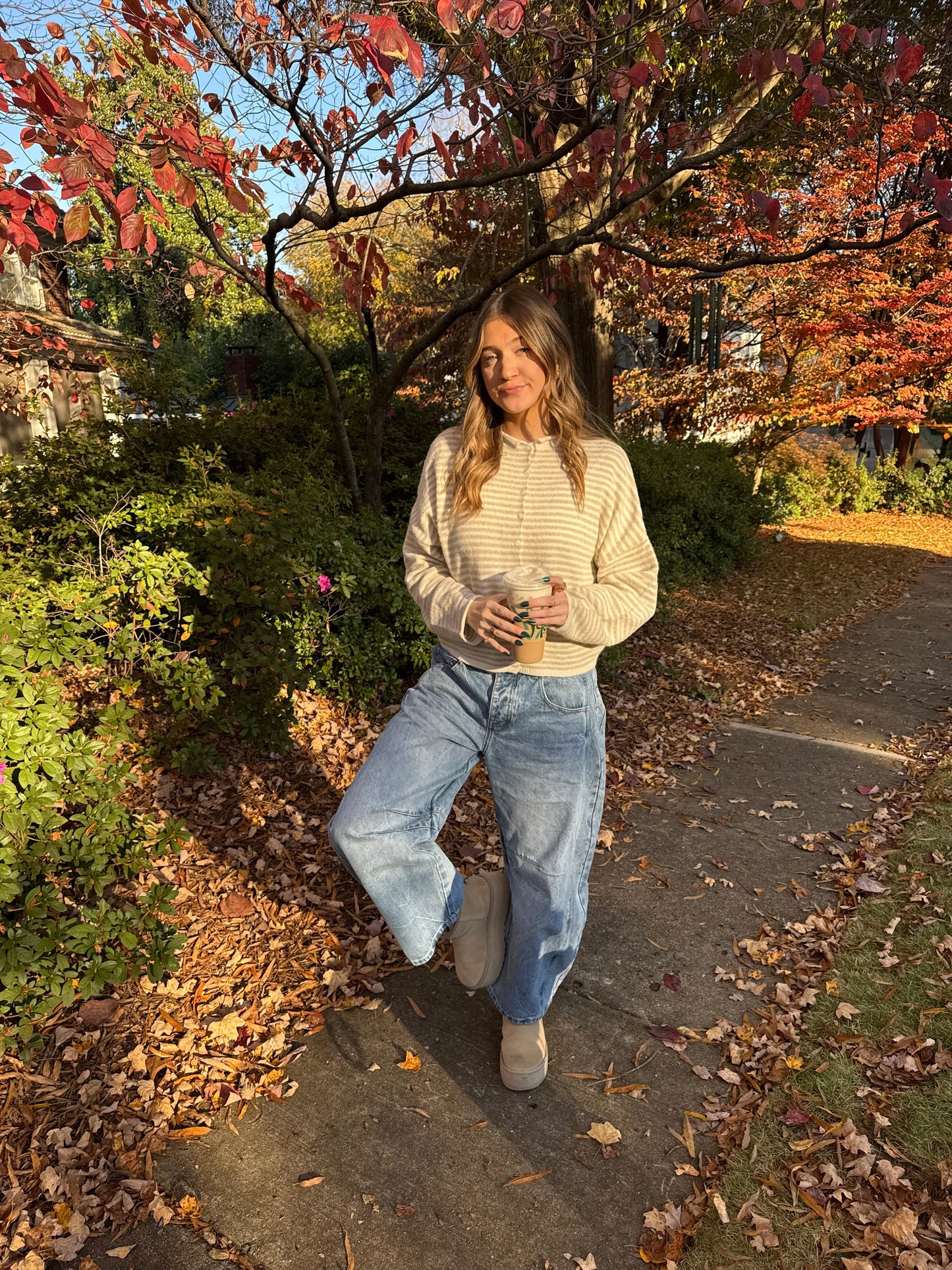 Maisie Cardigan - Striped Cream