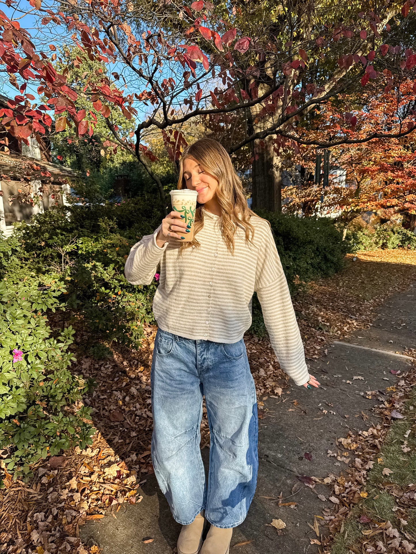 Maisie Cardigan - Striped Cream