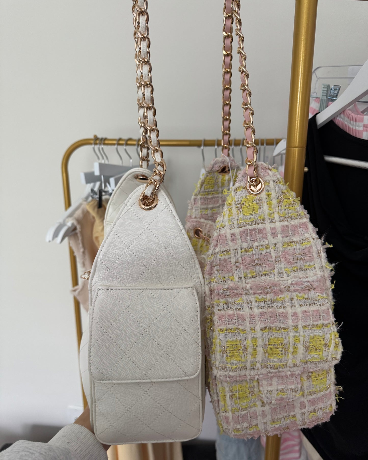 Hailey Quilted White Purse