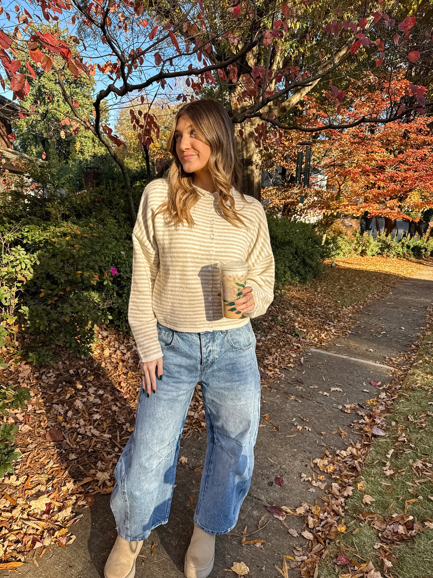 Maisie Cardigan - Striped Cream