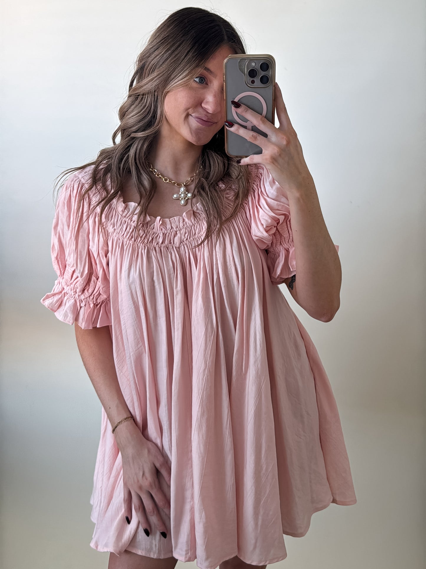 Pink Peony Mini Dress