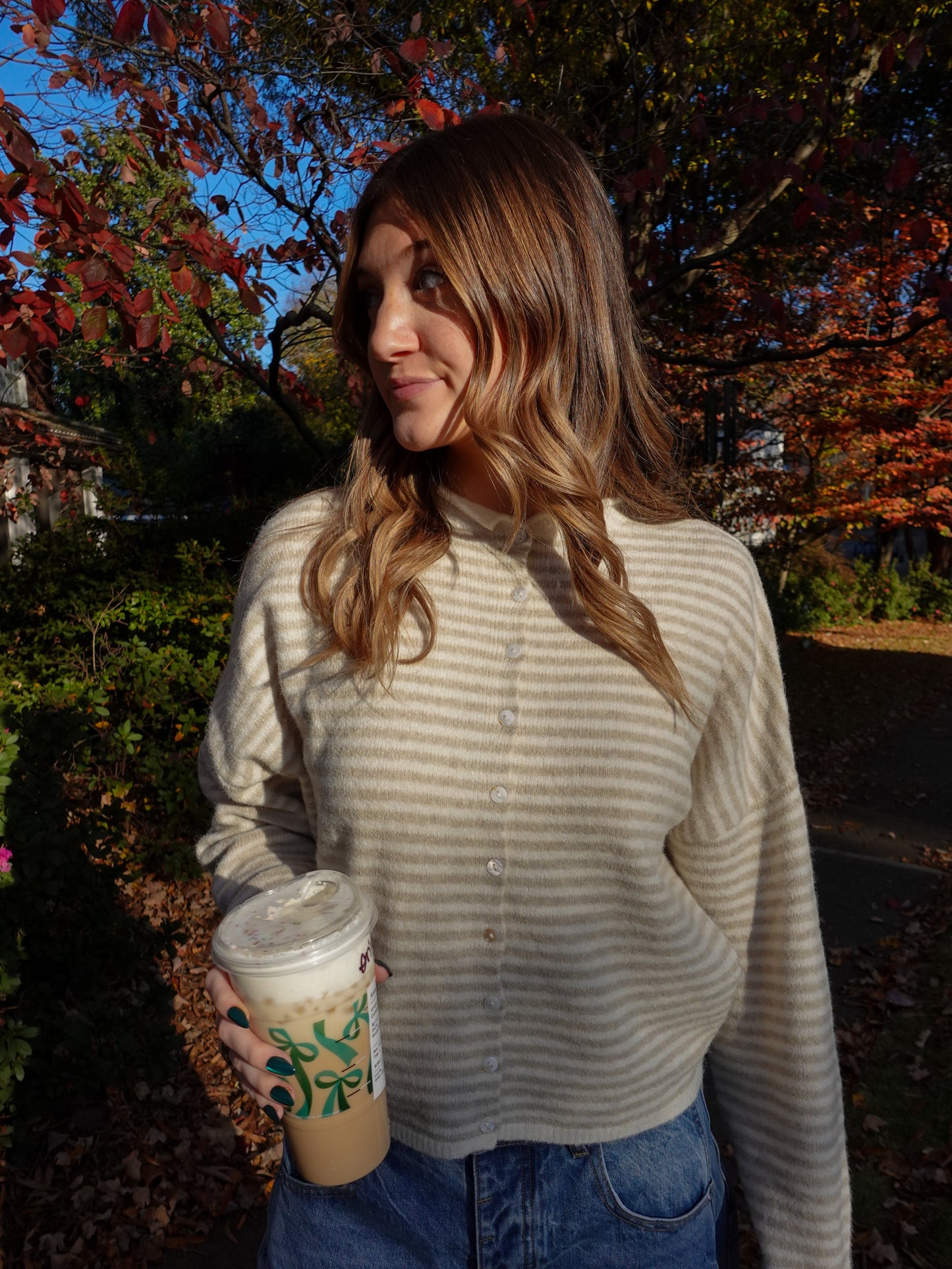 Maisie Cardigan - Striped Cream