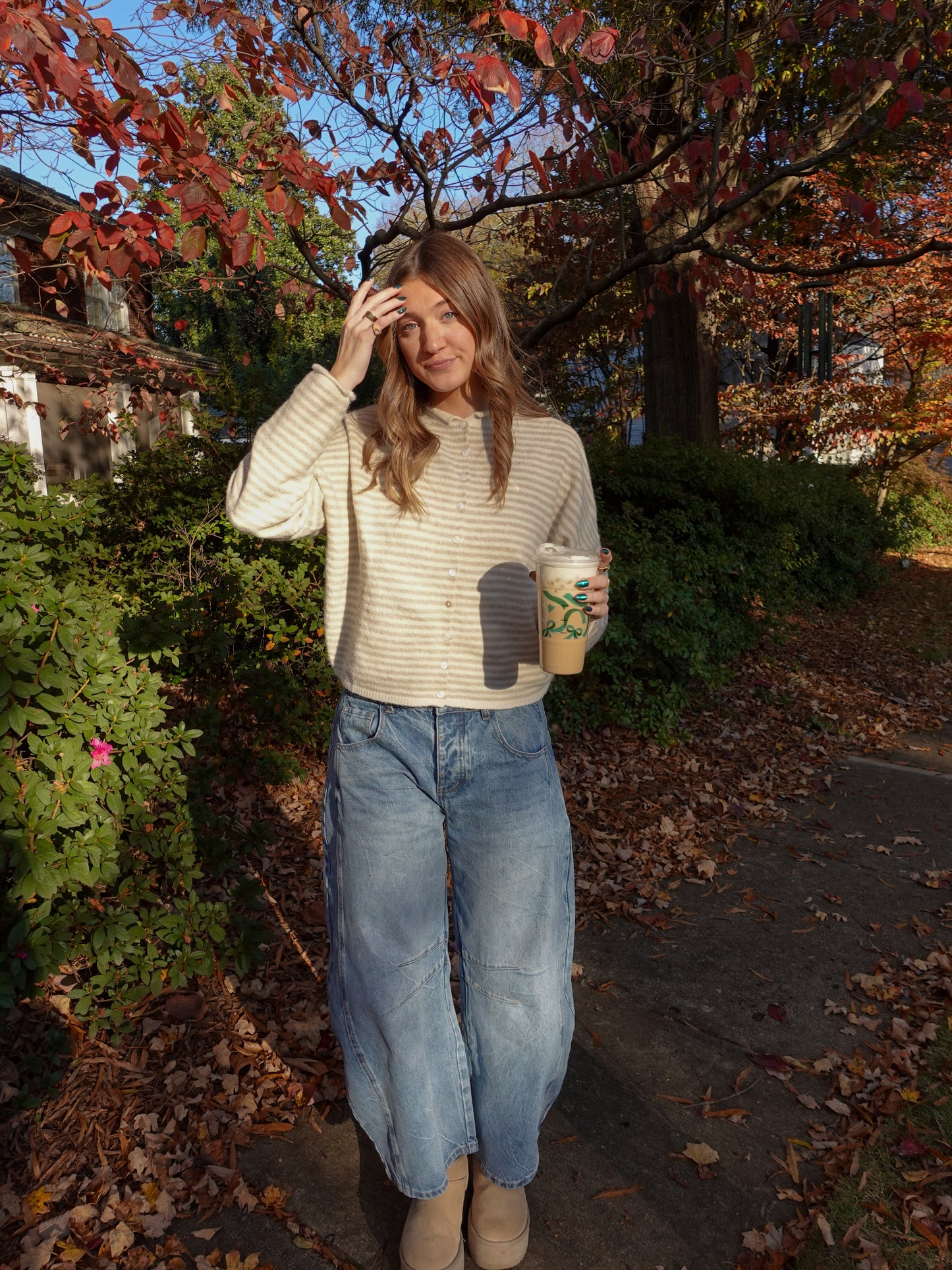 Maisie Cardigan - Striped Cream