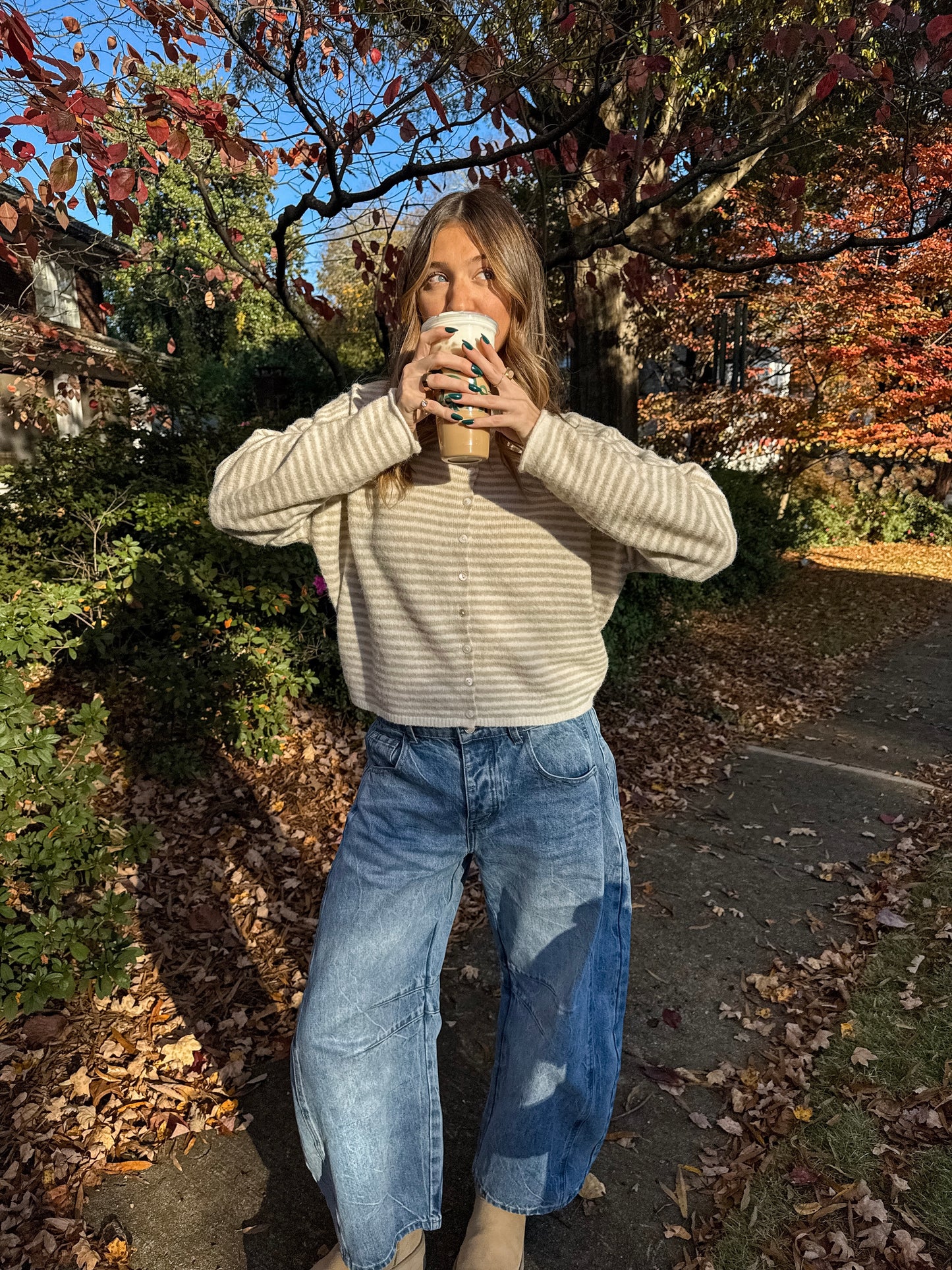 Maisie Cardigan - Striped Cream