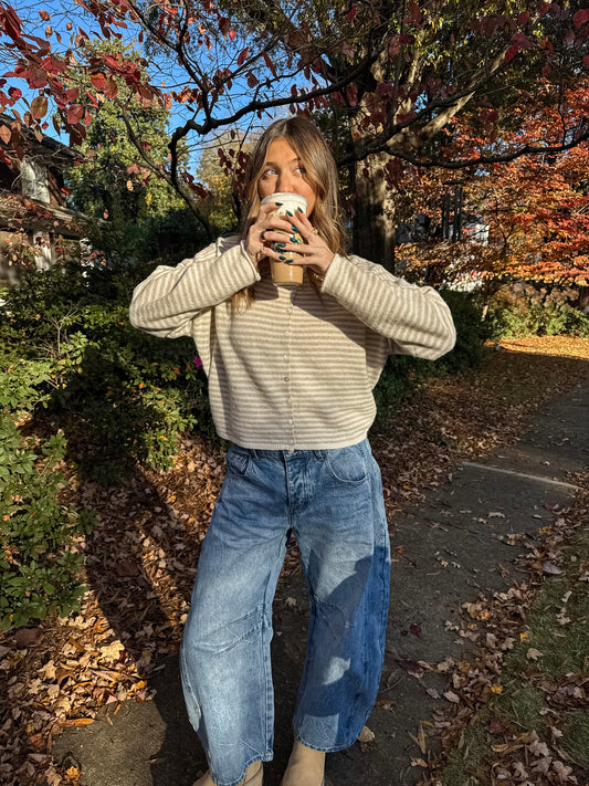 Maisie Cardigan - Striped Cream