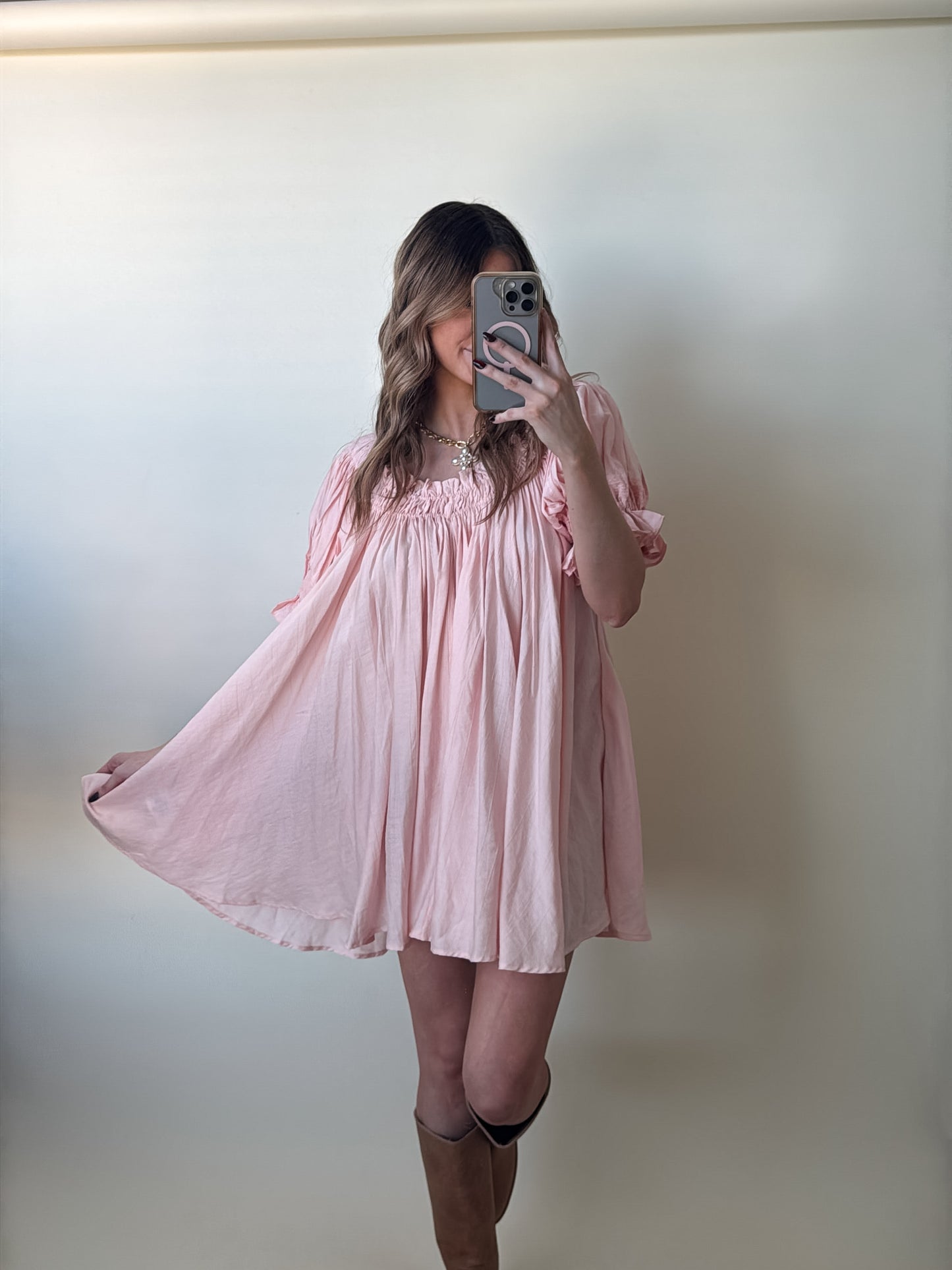 Pink Peony Mini Dress
