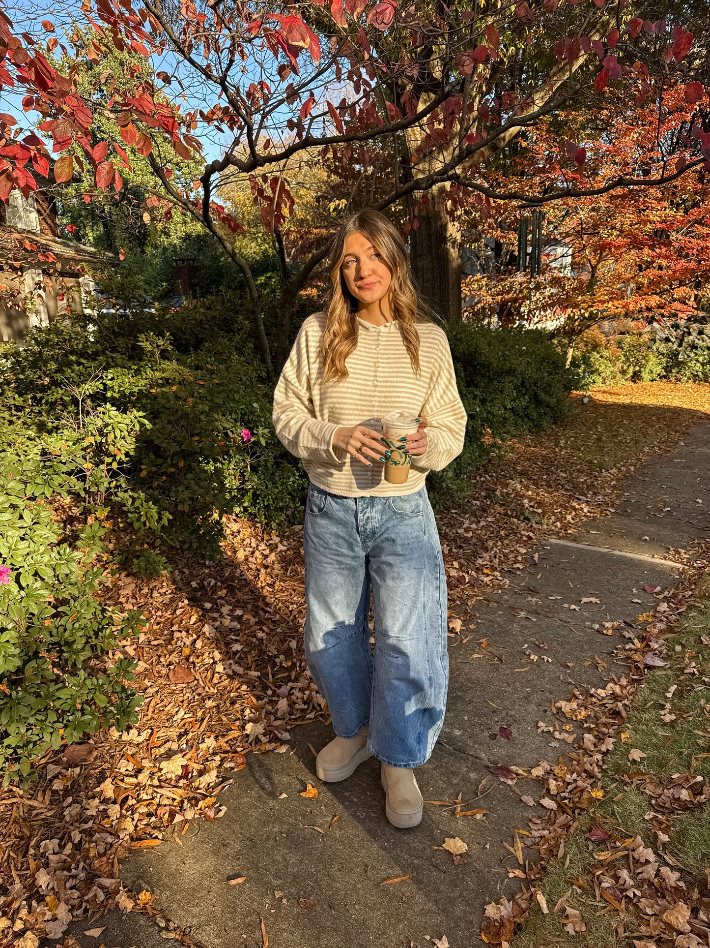 Maisie Cardigan - Striped Cream