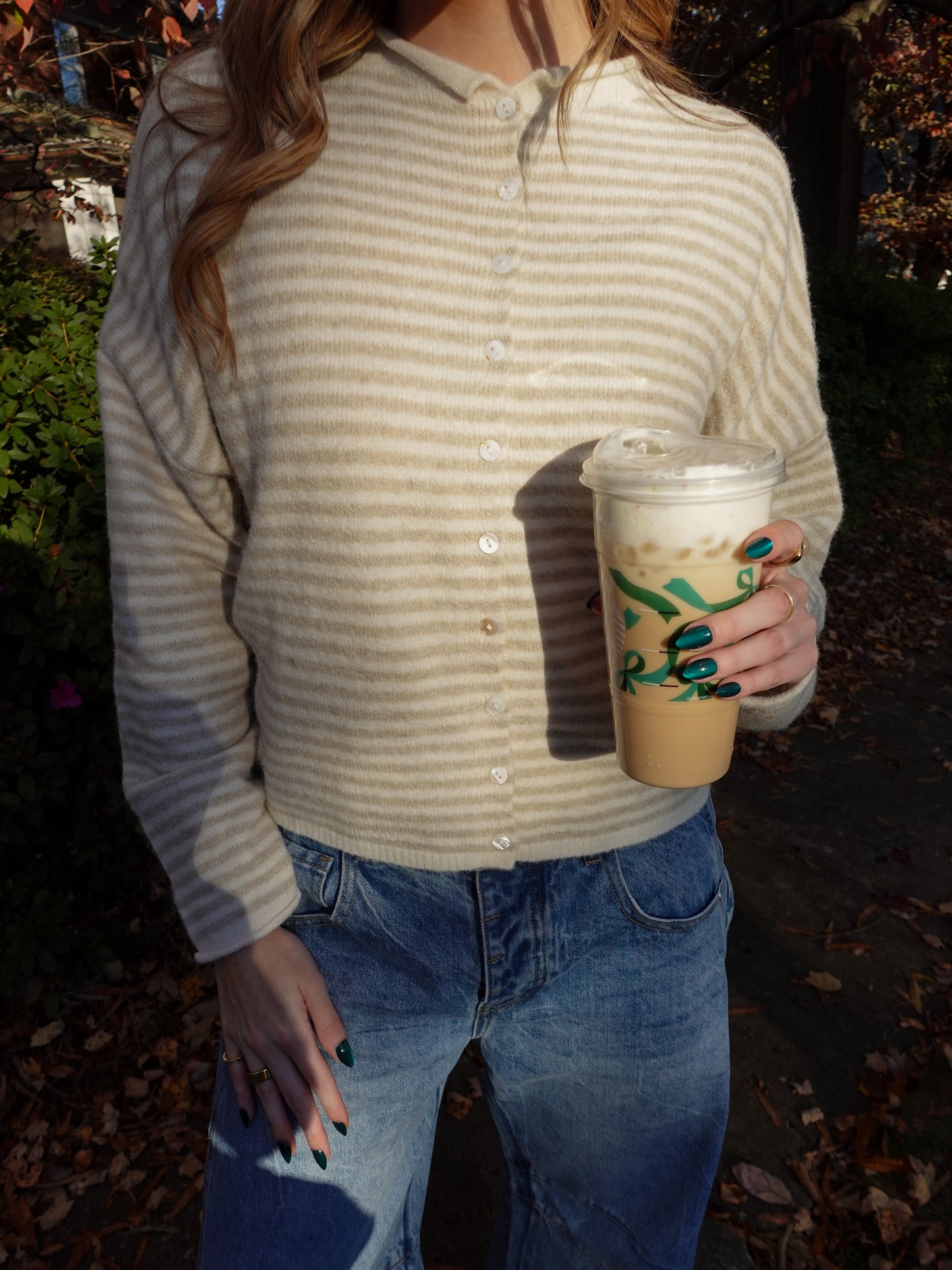 Maisie Cardigan - Striped Cream