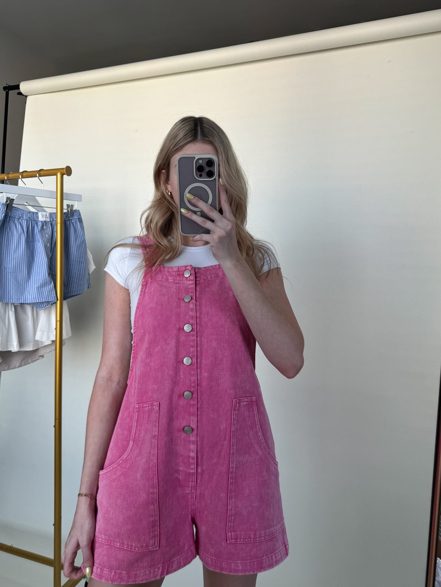 Pink Skies Overalls Romper