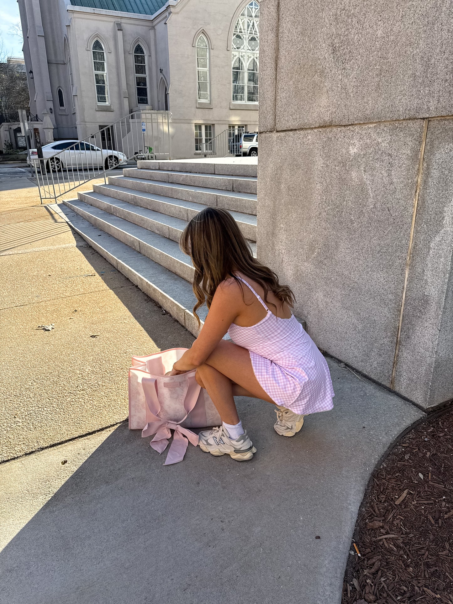 Blush Gingham Active Dress
