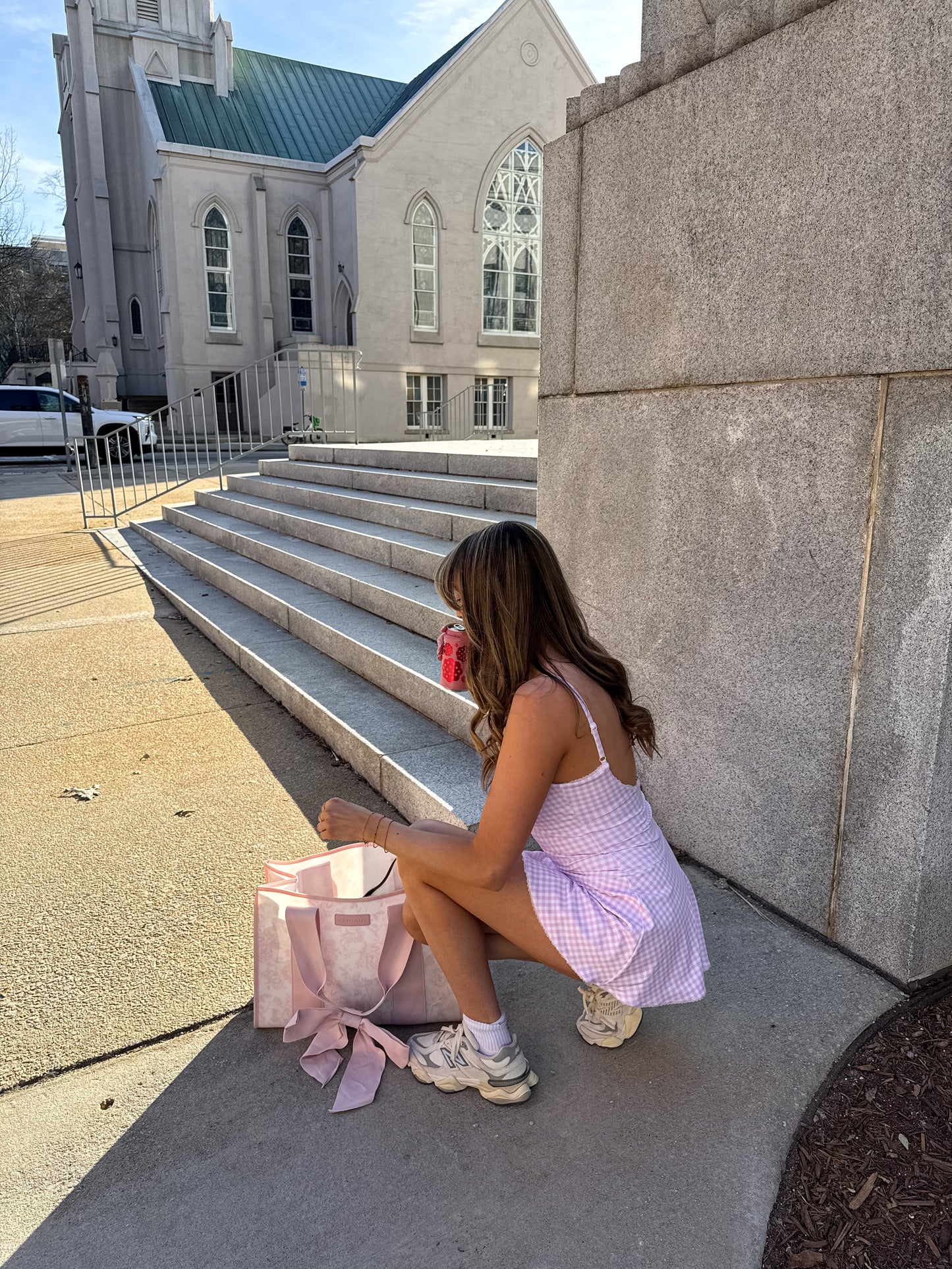 Blush Gingham Active Dress