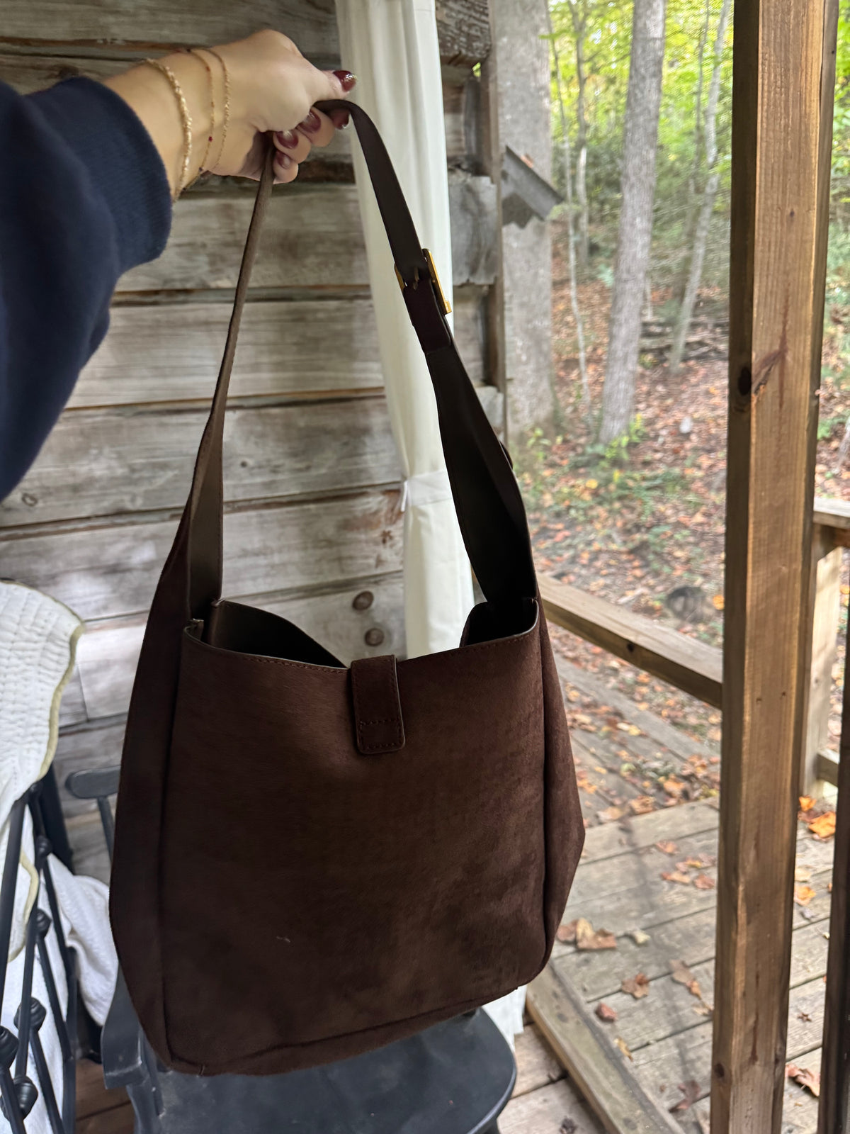 Chocolate Brown Suede Hobo Bag