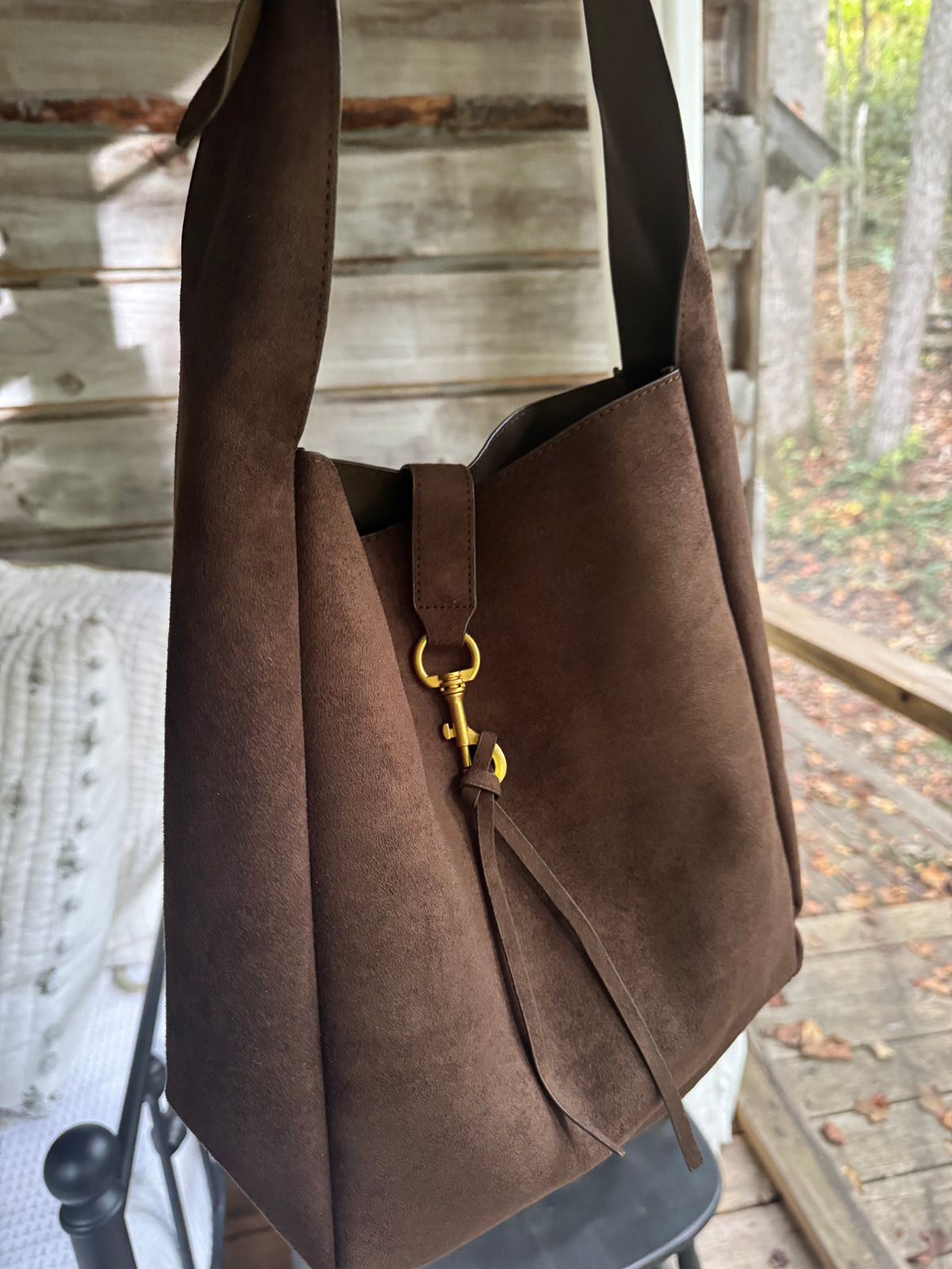 Chocolate Brown Suede Hobo Bag